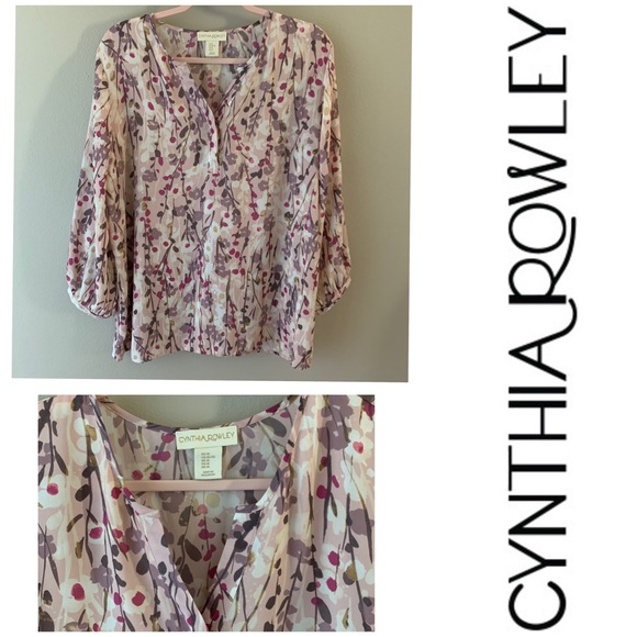 Cynthia Rowley Tops - Cynthia Rowley pink floral top blouse size XL